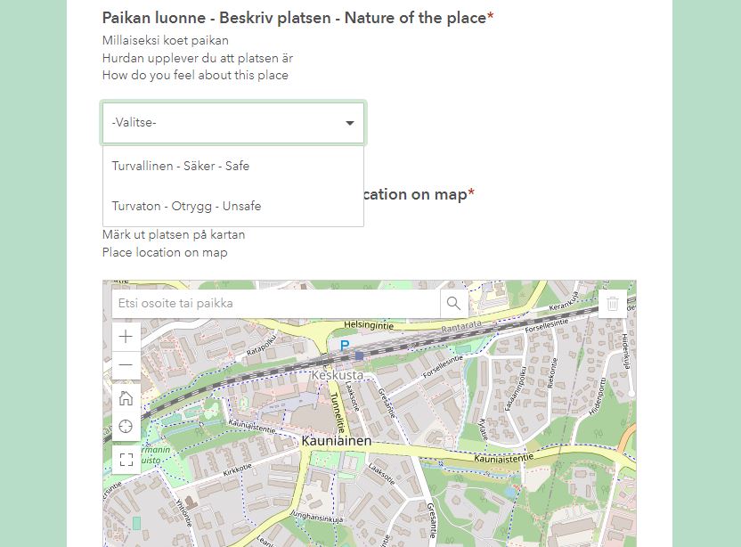 Kuvankaappaus turvallisuuskyselystä