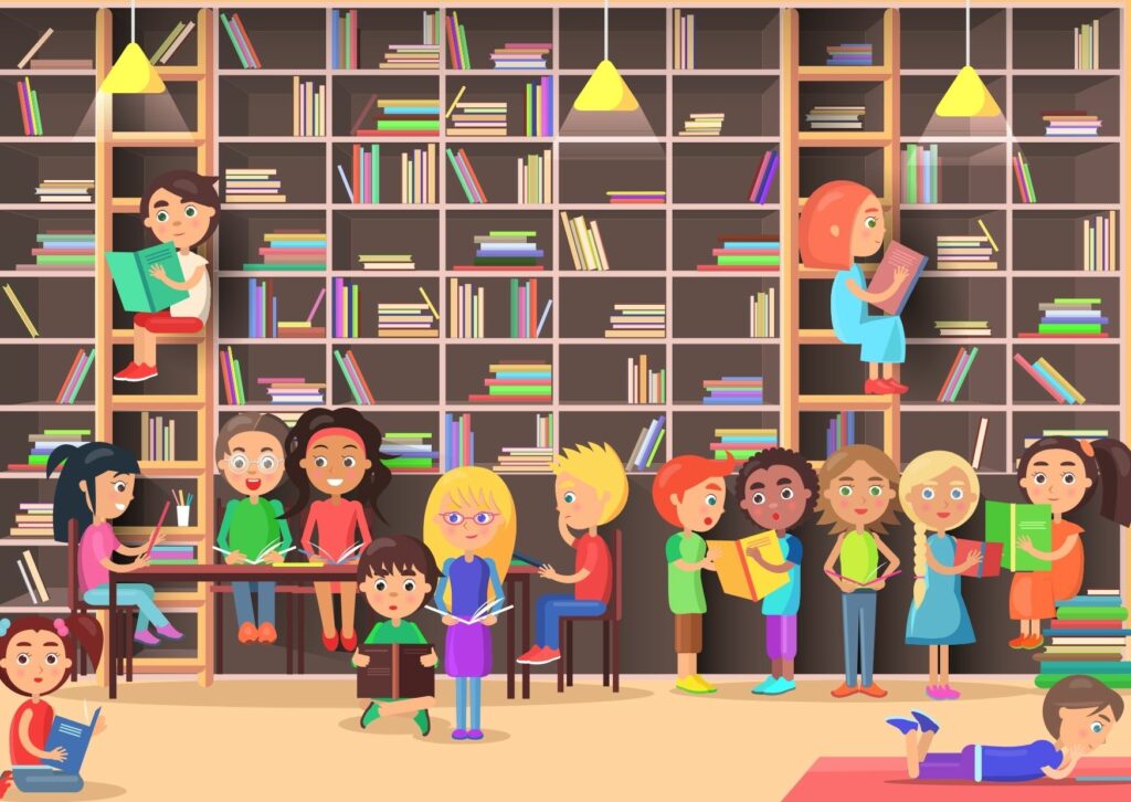 Lapset lukevat kirjoja.