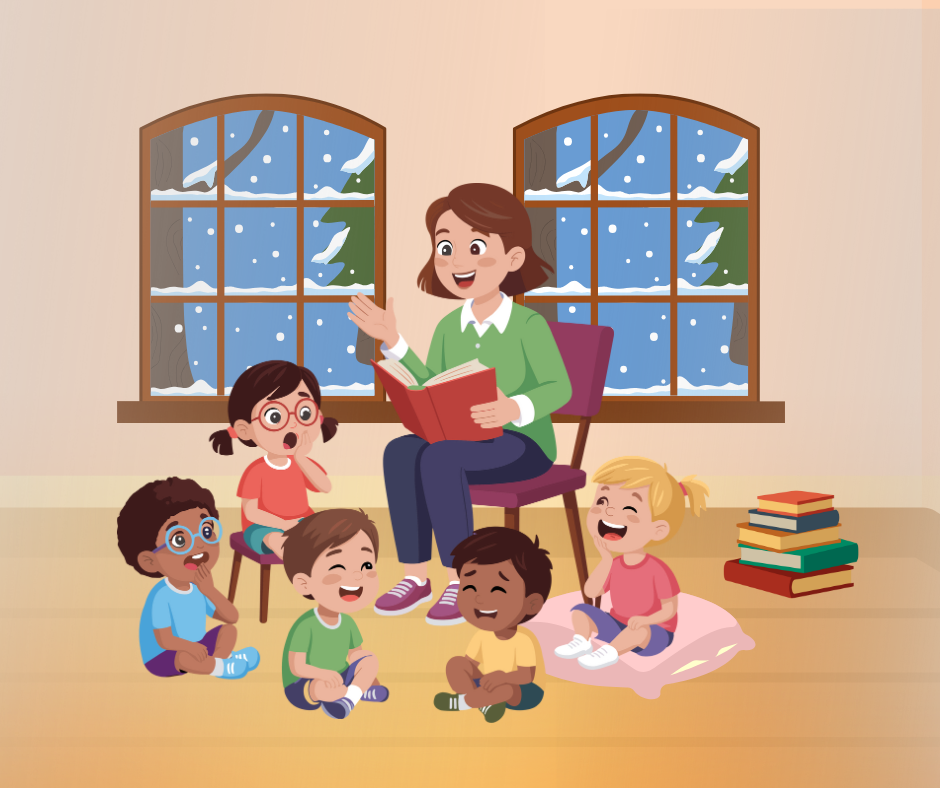 Aikuinen lukee lapsille