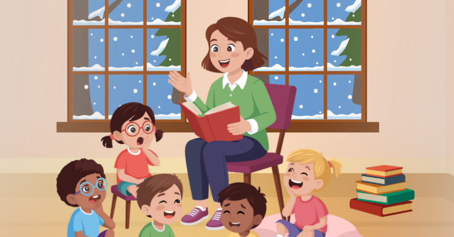 Aikuinen lukee lapsille